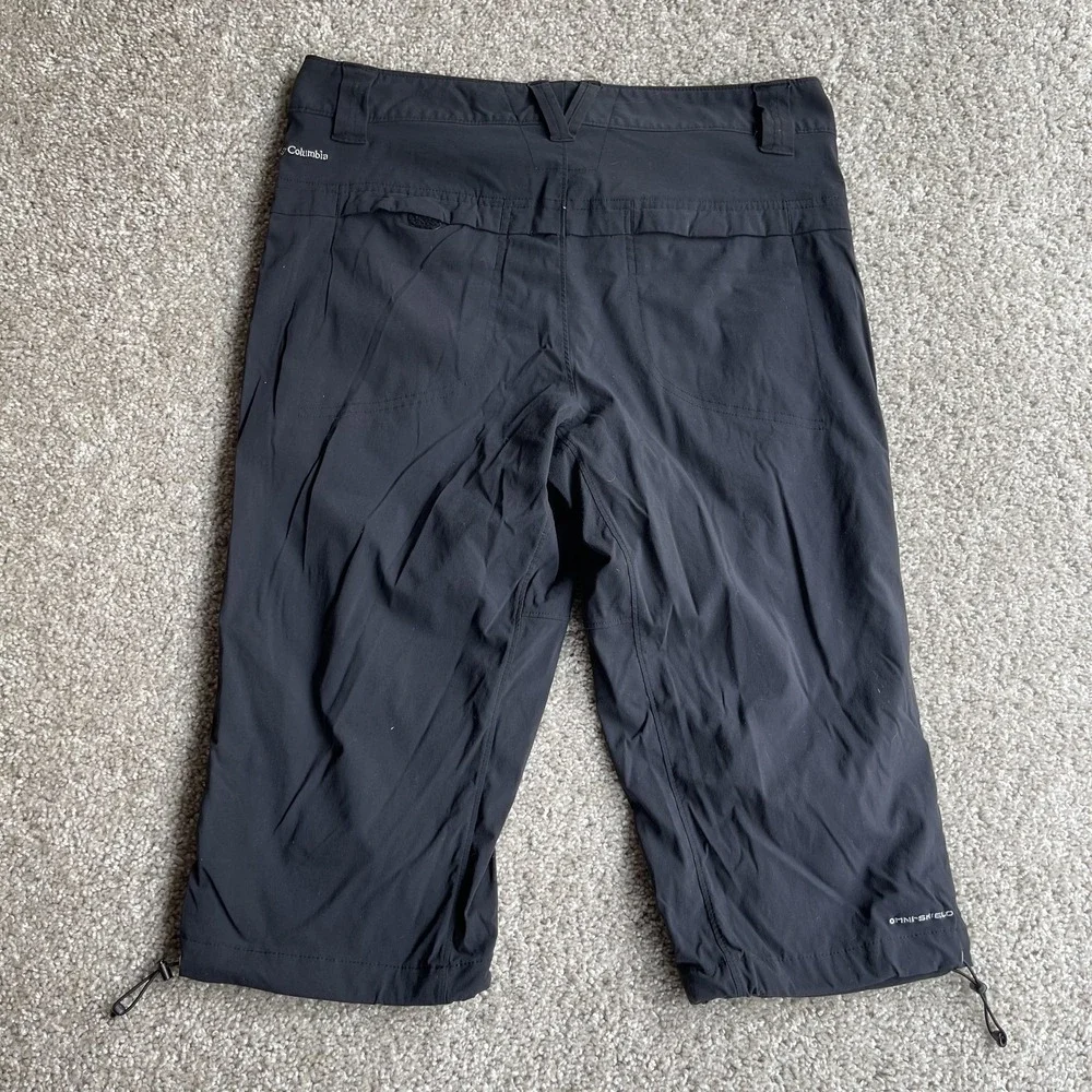 Columbia Capri Pants Womens 12 Black Omni-Shade Zip Pocket Hiking Sun Protection